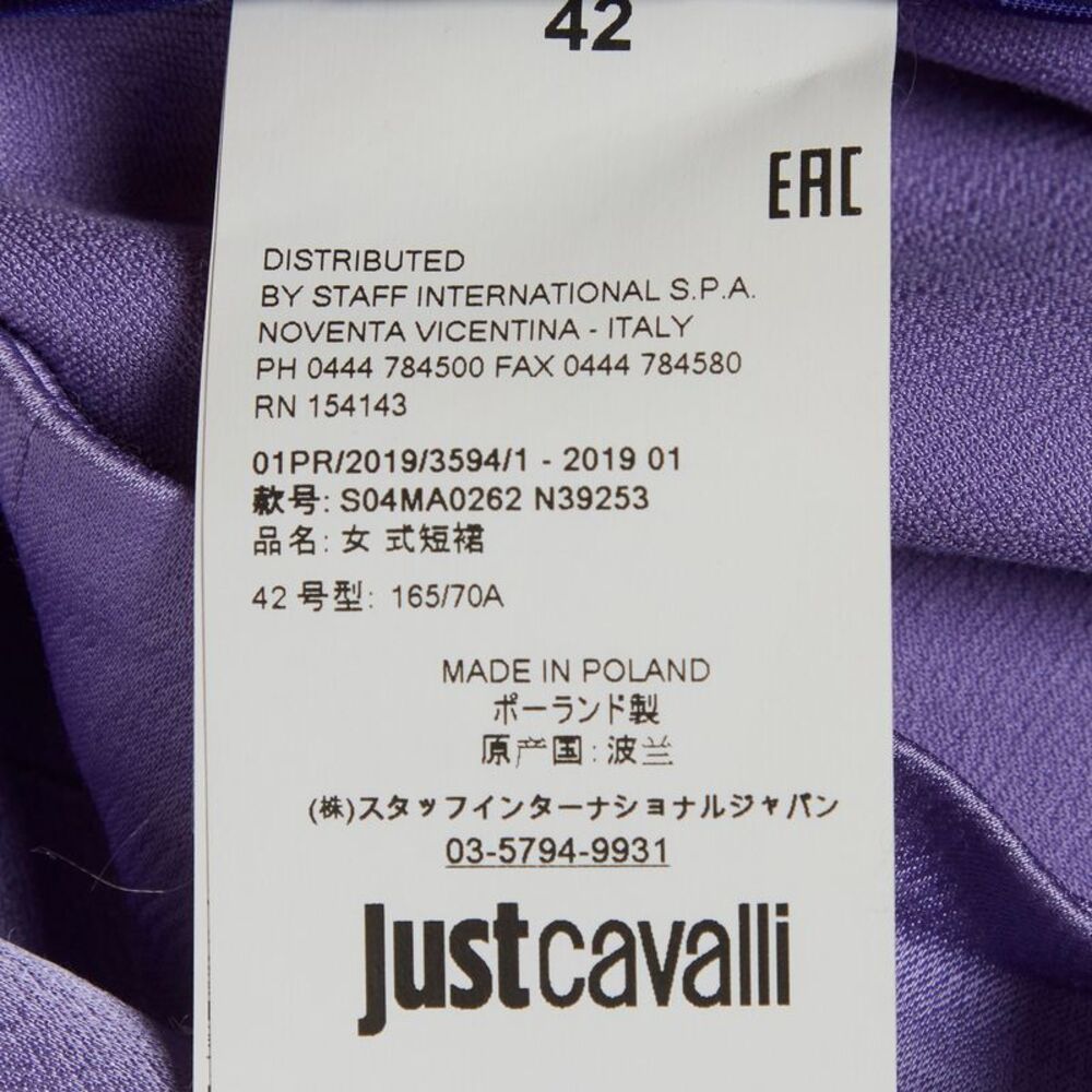 Just Cavalli Purple Satin Asymmetric Skirt M - Picture 6 of 7